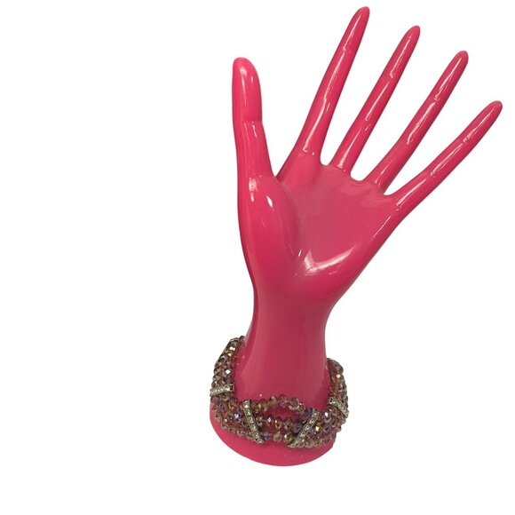 Handcrafted Beaded Crystal Necklace & Bracelet Set With Rhinestone Pendant Elega - Picture 2 of 7